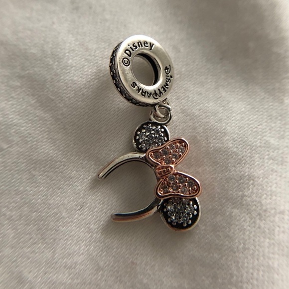 Pandora Disney Minnie Mouse Pavé Headband Dangle Pendant Charm - Picture 2 of 7
